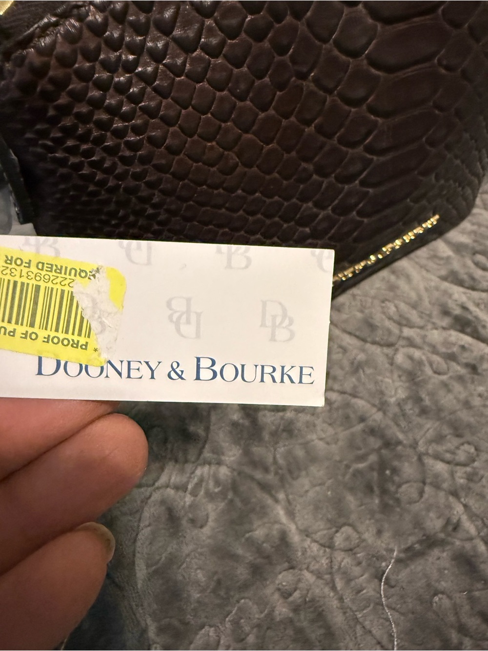 Dooney & Bourke Dark Brown Embossed Snake-Effect Crossbody - Picture 3 of 16